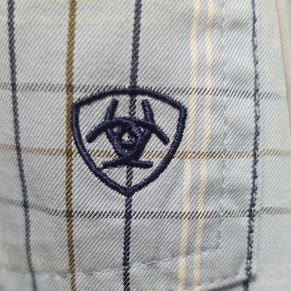 Ariat Light Blue Checkered Button Down Shirt - Picture 2 of 9